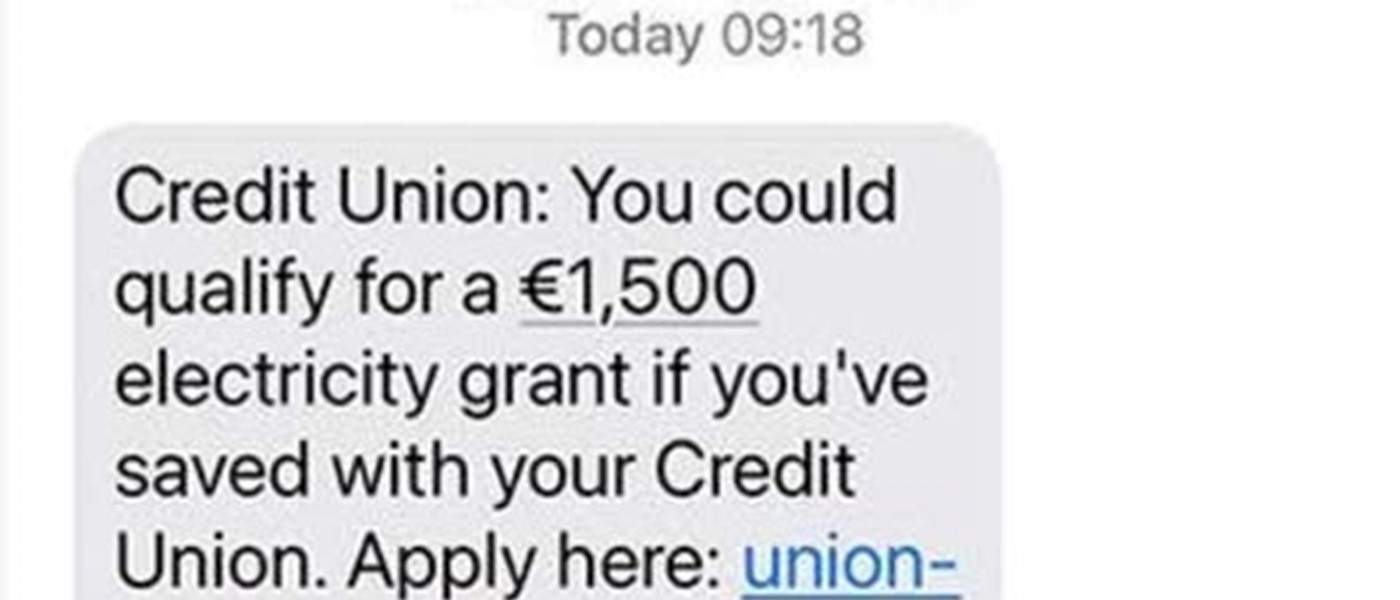 Fraud Alert - Fake €1,500 Energy Grant Texts